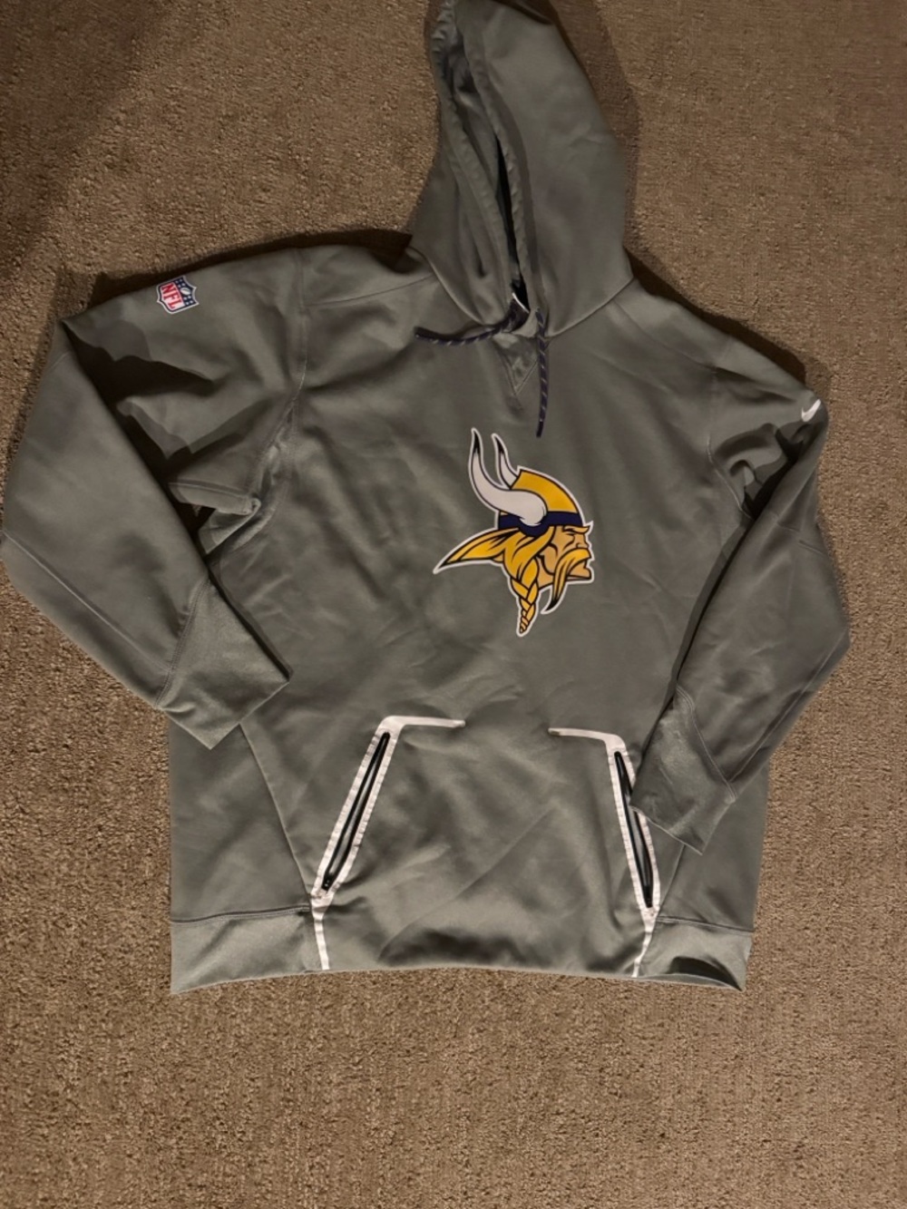 Nike Gray Vikings Hoodie with Yellow Logo